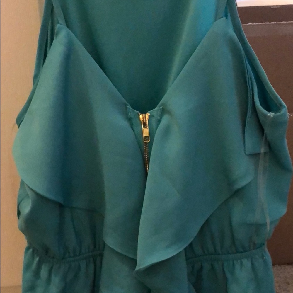 Turquoise front zip dress